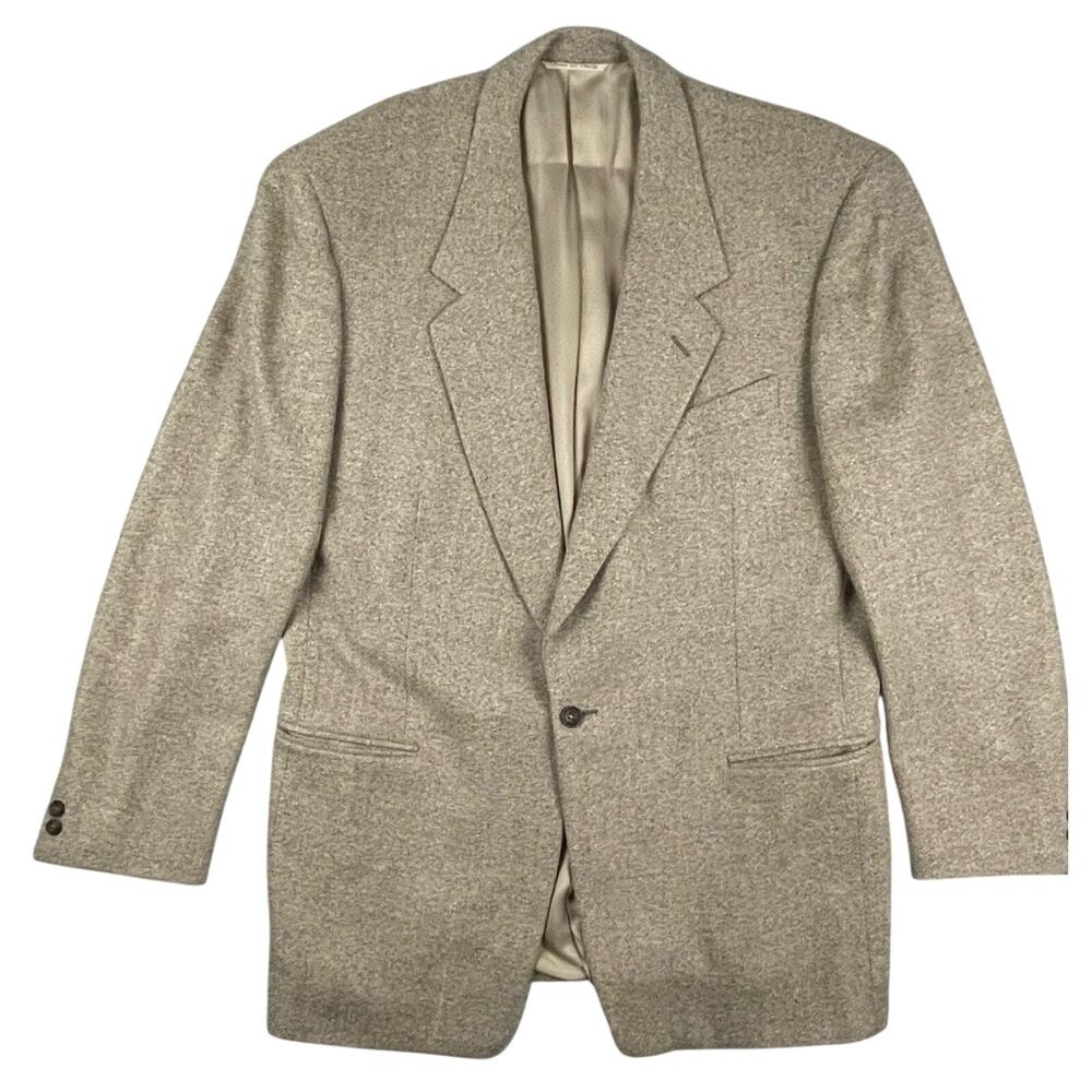 Canali Proposta Wool Blazer 54 EU 44R Beige Tweed Made Italy